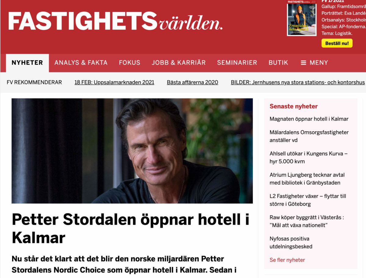 Fastighetsvärlden - Nordic Choice Hotels opens new hotel in Kalmar